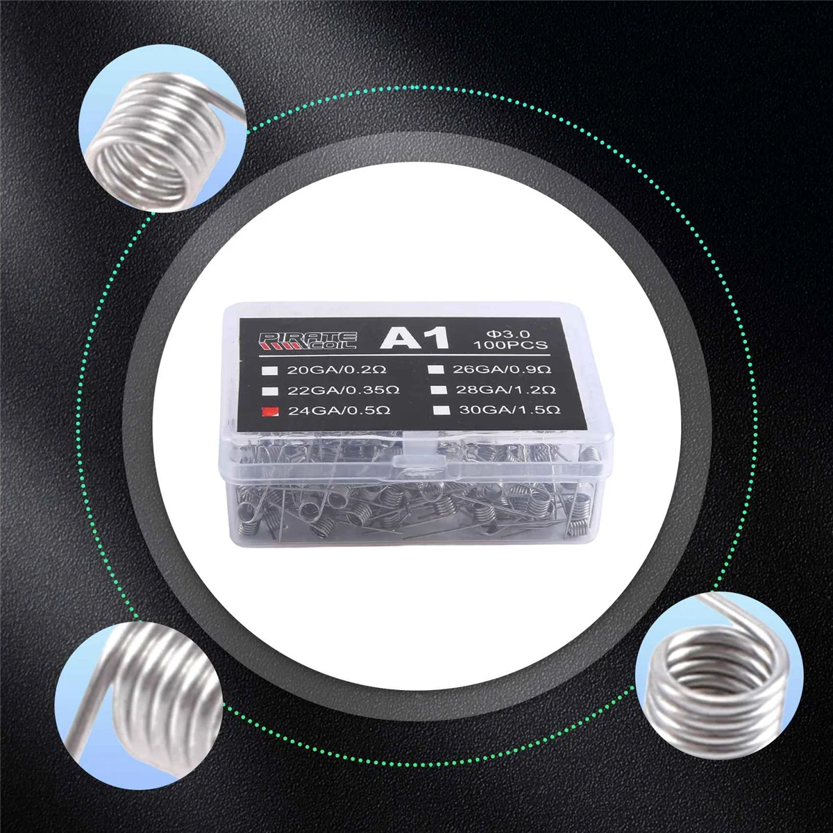 

ABAN 100 Pcs Built Coils A1 Rebuildable for Electronic Accessories Coils Heating Wire Resistance 24GA/0.5 Ohm