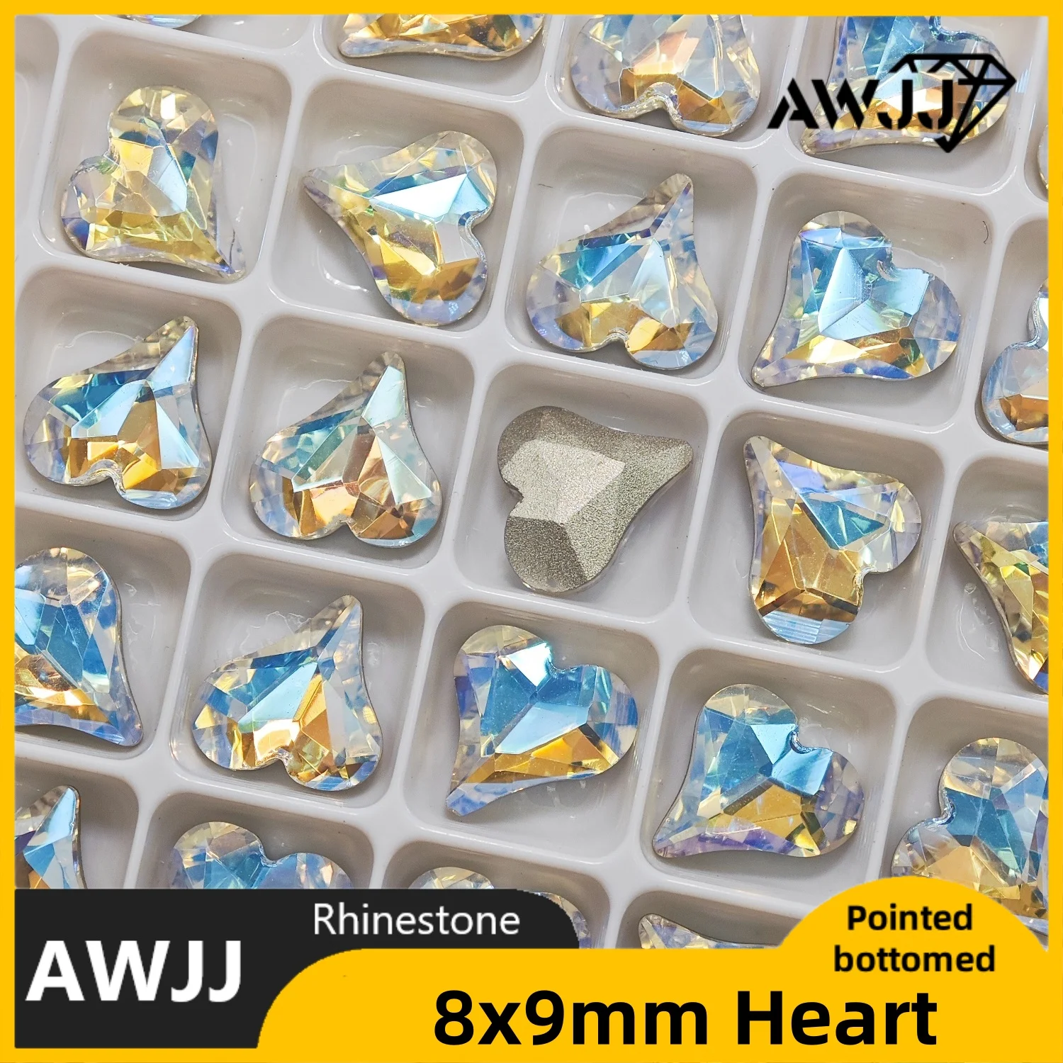 وامض قطرة بيضاء على شكل فراشة على شكل قلب وأشار قاع الديكور الأحجار الكريمة المستخدمة للأقراط والقلائد وإكسسوارات مجوهرات الأظافر