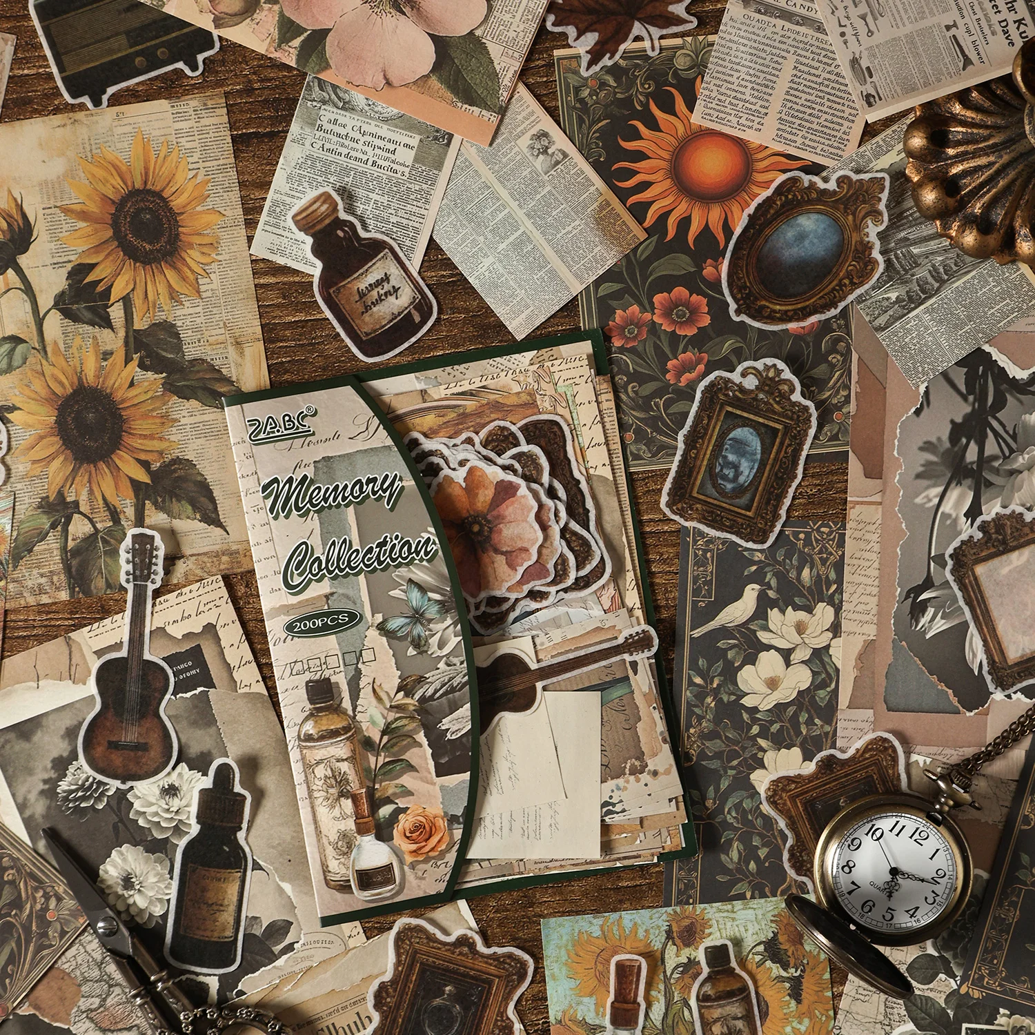 

200pcs Imagery Aesthetics Series Creative Art Handbook Decorative Stickers Material Pack DIY Diary Scrapbook Stationery Stickers