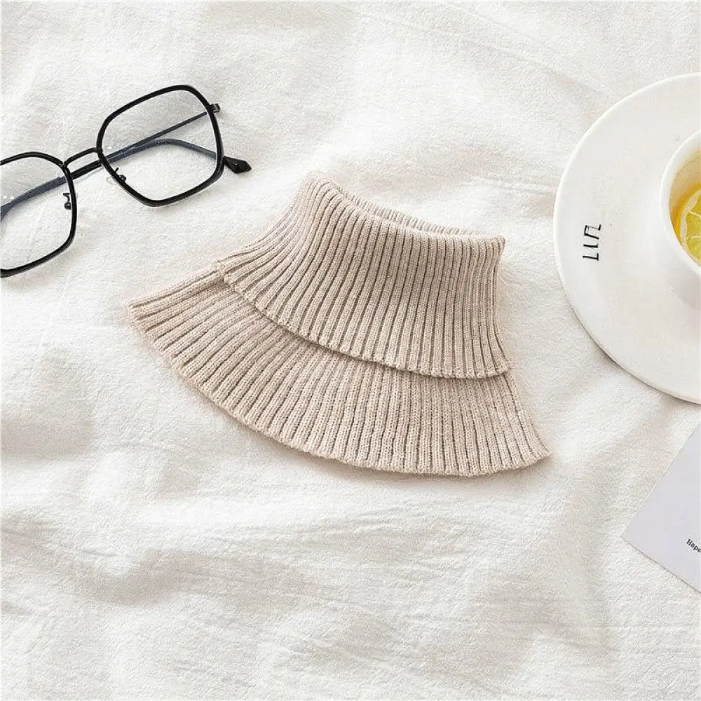 High Elasticity Knitted Neck Gaiter Women Winter Thermal Fake Collar Scarf Versatile Stretchy Headband Wrap Fashion Cover