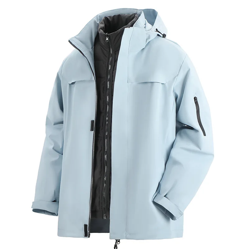 2025 Autumn Winter Men Jacket Thicken Cold-proof Stand Collar Male Outerwear Long Sleeve Outdoor Sport Three-in-one Man Coat