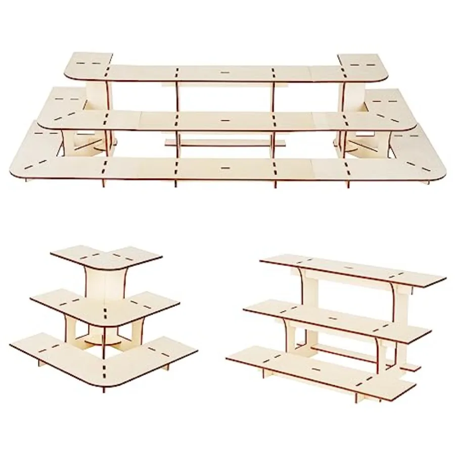 Retail Display Shelves Display Stand Retail Table Wooden 3 Tiers Display Rack Portable Shelf Rack for Retail Counter Top Craft