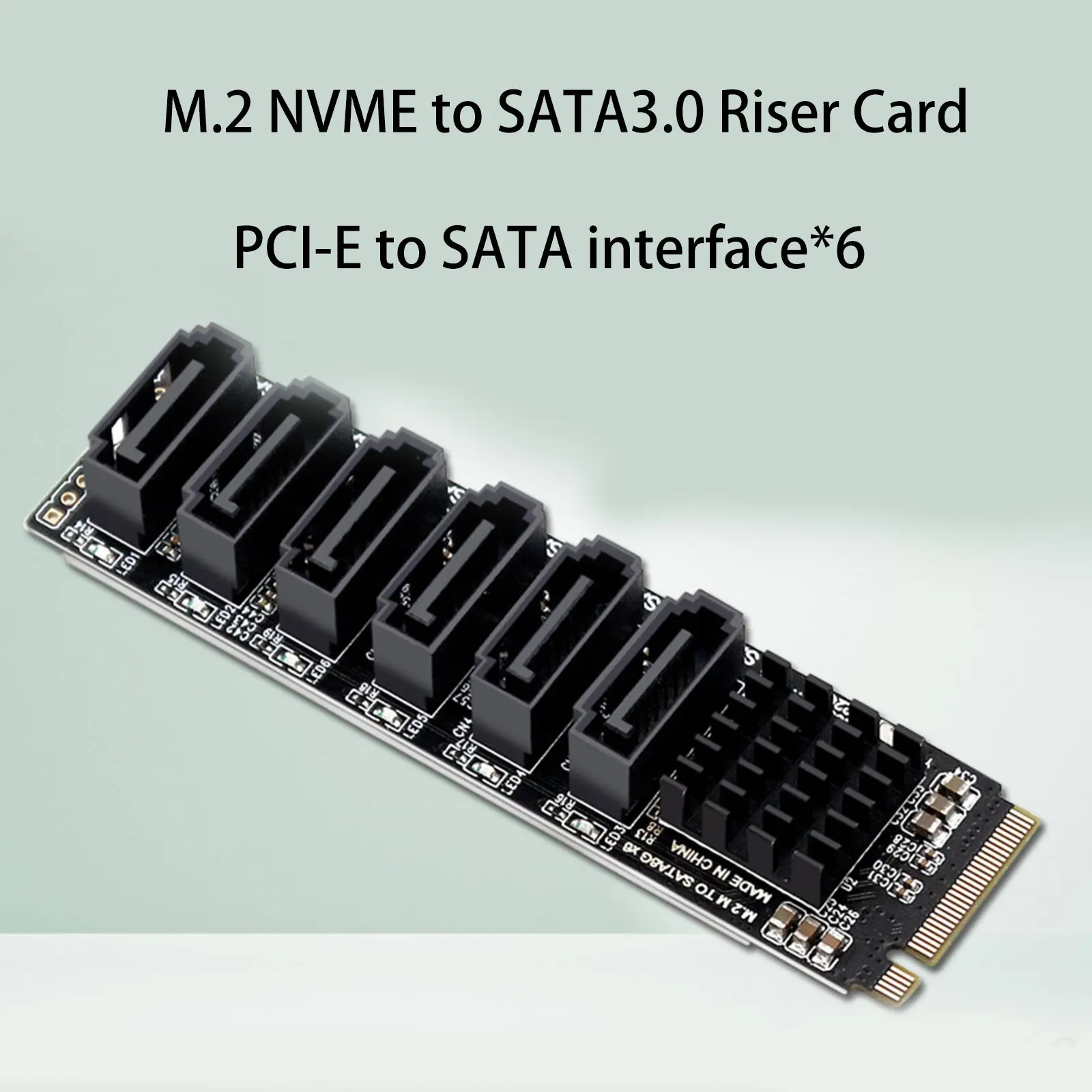 M.2 NVMe PCIe to SATA 3.0 Adapter Card 6Gbps High Speed Smart Indicator PCI-E M2 to SATA Expansion Converter Card