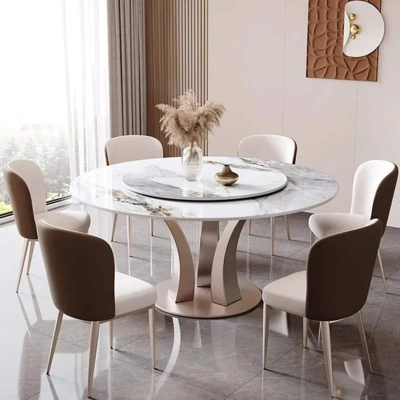 Nordic Minimalist Dining Table Round Marble Luxury Living Room Dining