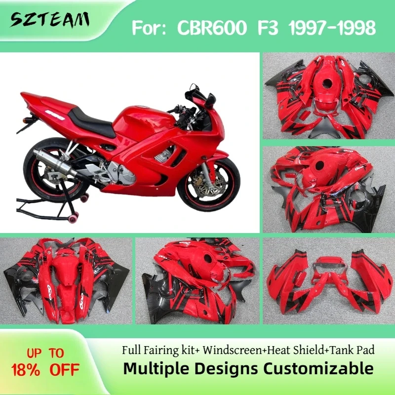 

Комплект обвесов (красно-черный) для мотоцикла Honda CBR600F3 1997-1998 годов, аналог оригинального, для тюнинга и кастомизации