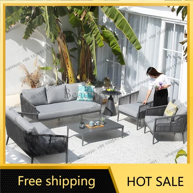 zj.Nordic Designer Courtyard Villa Garden Sofas Waterproof and Sunscreen Simplicity Garden Sofa Relax Outdoor Furniture Divano H