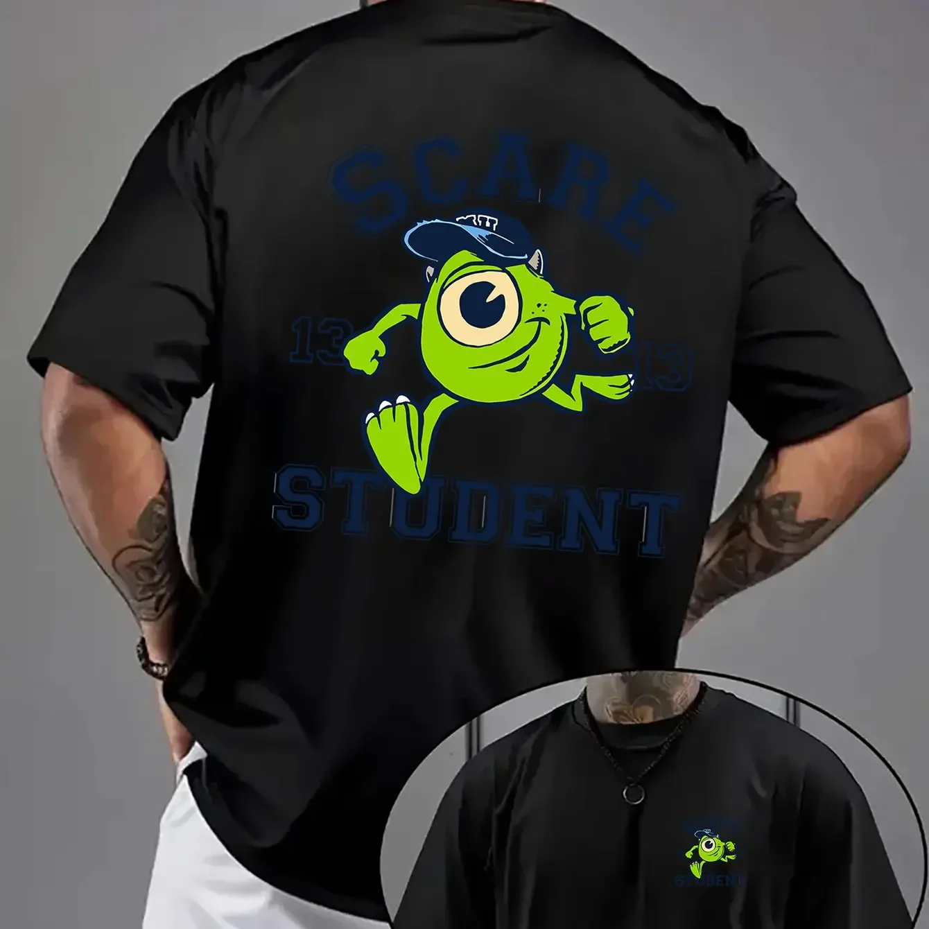 Manches courtes pour hommes, marque Disney Monsters Inc, imprimé Mike Wazowski, doux et confortable