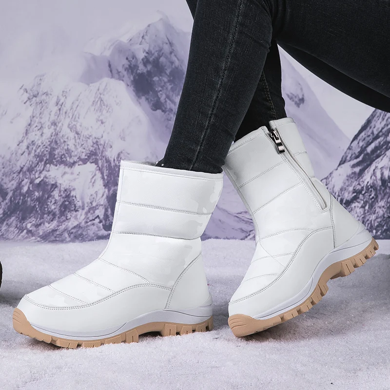 Stivali da neve da donna alti più in velluto Scarpe comode da donna antiscivolo in cotone Stivali impermeabili da esterno Scarpe sportive da donna