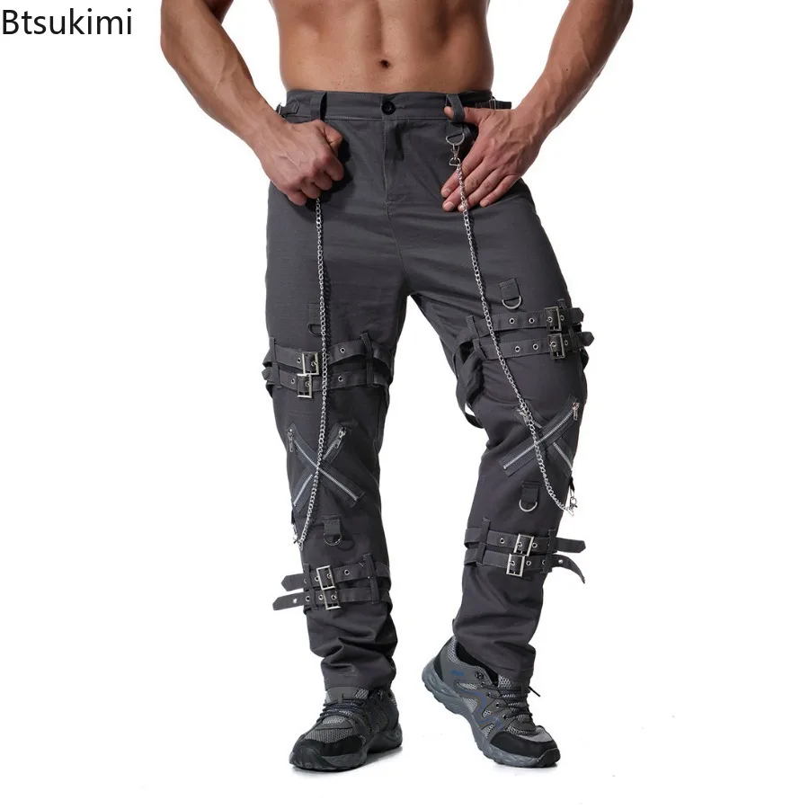 2025 Personality Men's Clothing Fashion Hip Hop Joggers Pants Punk Rock Cargo Pants Trend Streetwear Men Vintage Casual Trousers