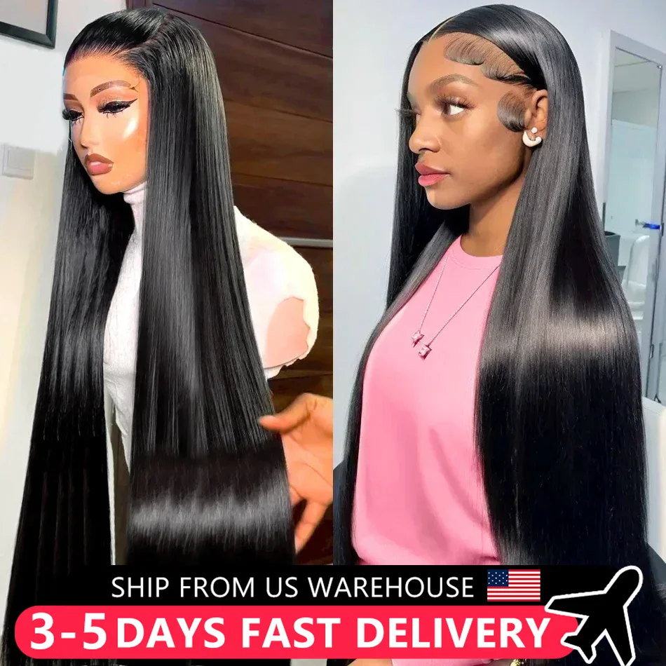 Human Hair Lace Frontal Wigs Bone Straight 13x4 13x6 Transparent Lace Front Wigs Indian 30 32Inch For Black Women Pre Plucked