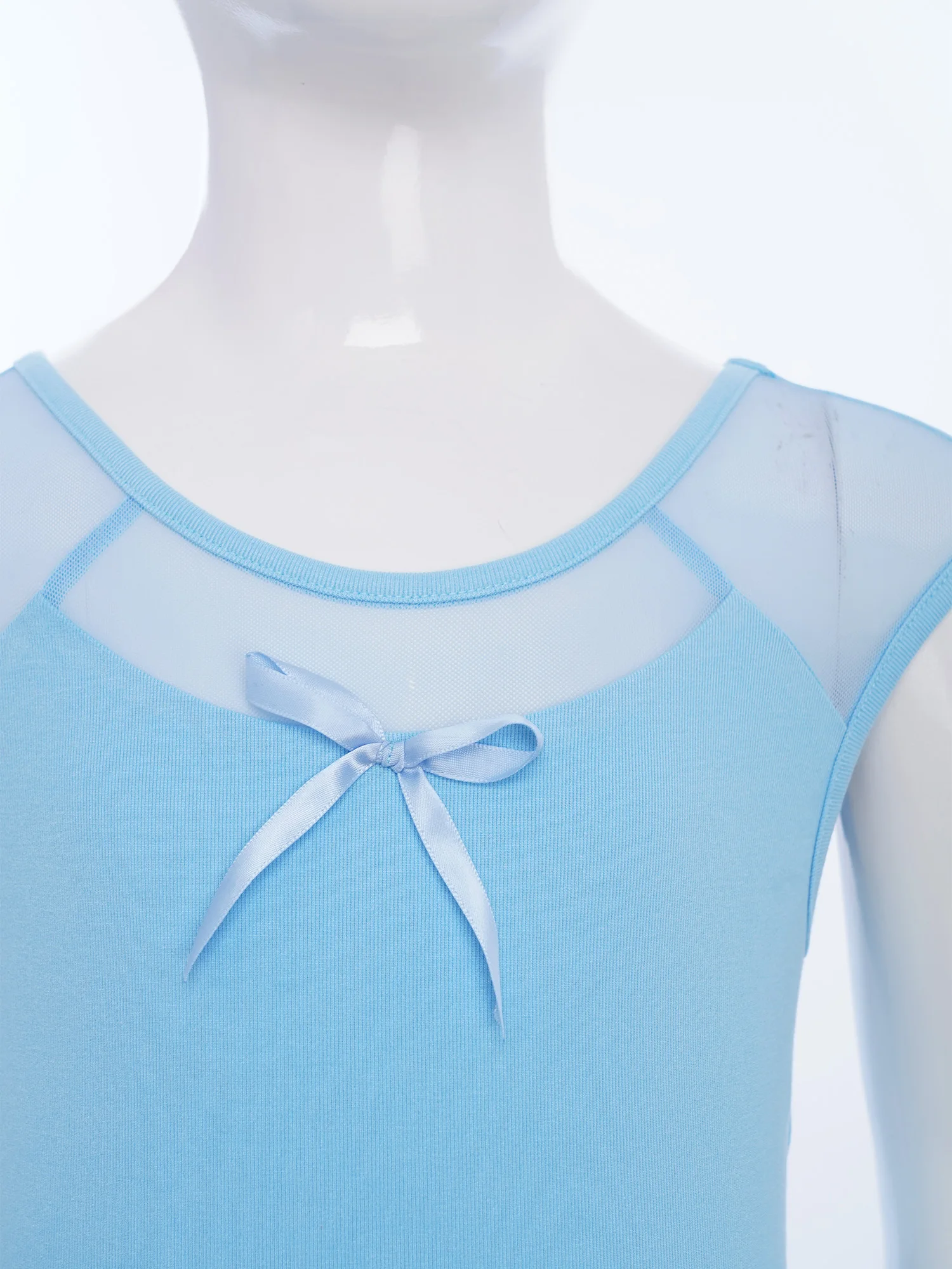 Leotardo de Ballet para niñas, traje de malla transparente sin mangas recortado, gimnasia, patinaje, clase de baile, disfraz de calentamiento de Yoga