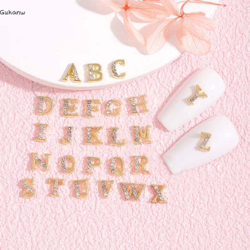 

3D Letter Nail Art Charms Luxury Alloy Alphabet Nail Tips Designer Jewelry DIY Nail Decoration Accessories