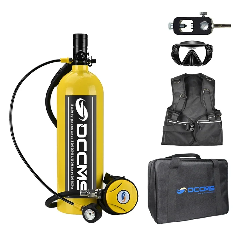 Kit subacuático de respiración de buceo, arpón de buceo, tanque de aire portátil, tanque de buceo, deportes acuáticos embotellados, tanque de pulmón Trimix 2.0L