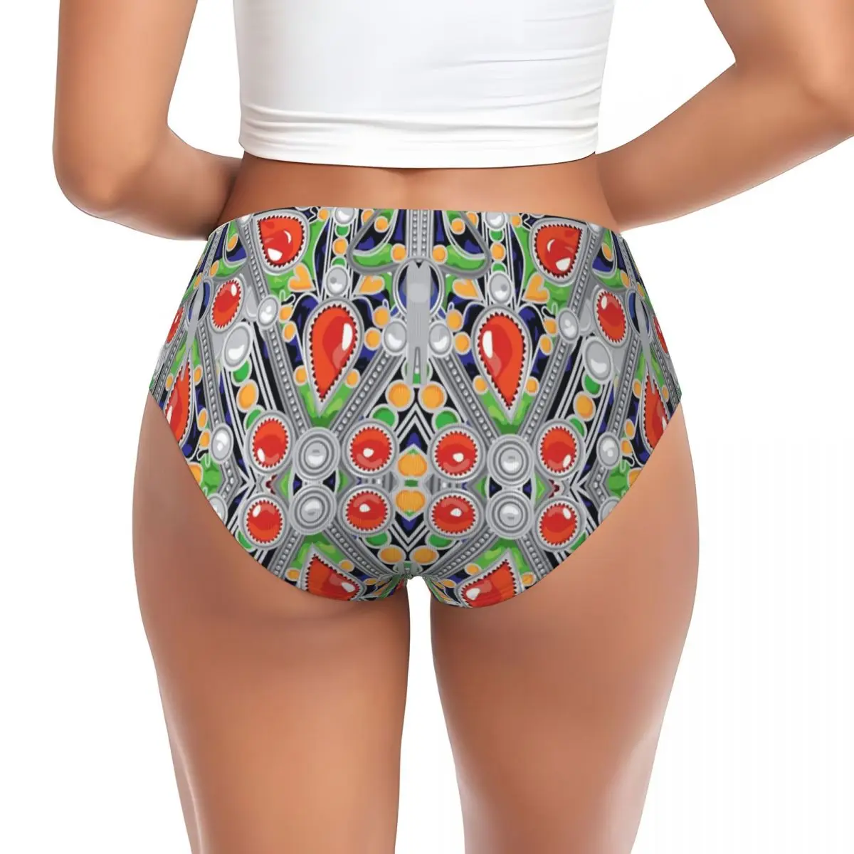 Custom Kabyle Jewelry Brief Panties Women's Breathable Amazigh Geometric Pattern Underwear Valentine's Day Gift Underpants view 2