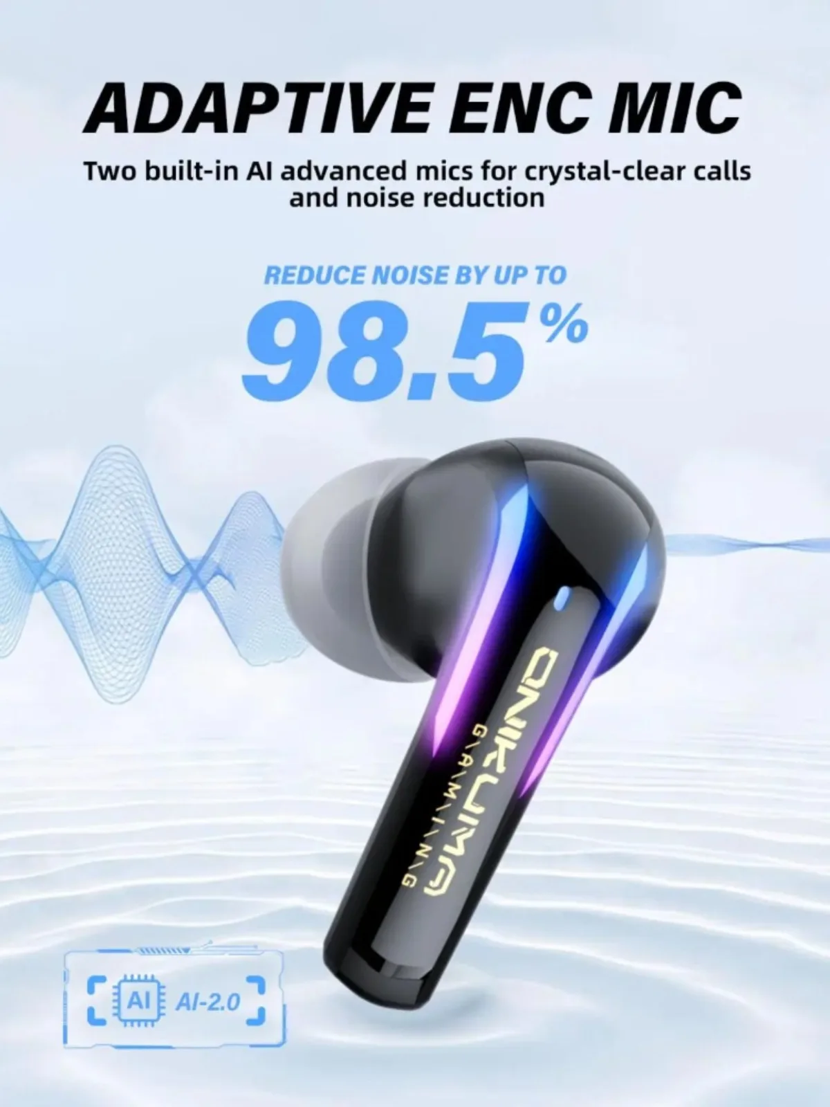 ONIKUMA T27 Dual-mode Wireless Earbuds with Touch Control 2.4Ghz Low Latency Stereo Bluetooth Headset Independent Connection