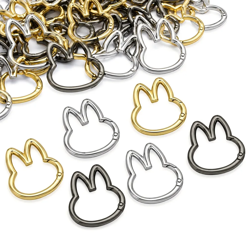 2/50Pcs Cute Rabbit Lobster Clasps Openable Snap Buckles Clasps Hooks Keychain For DIY Jewelry Making Key Ring Supplies
