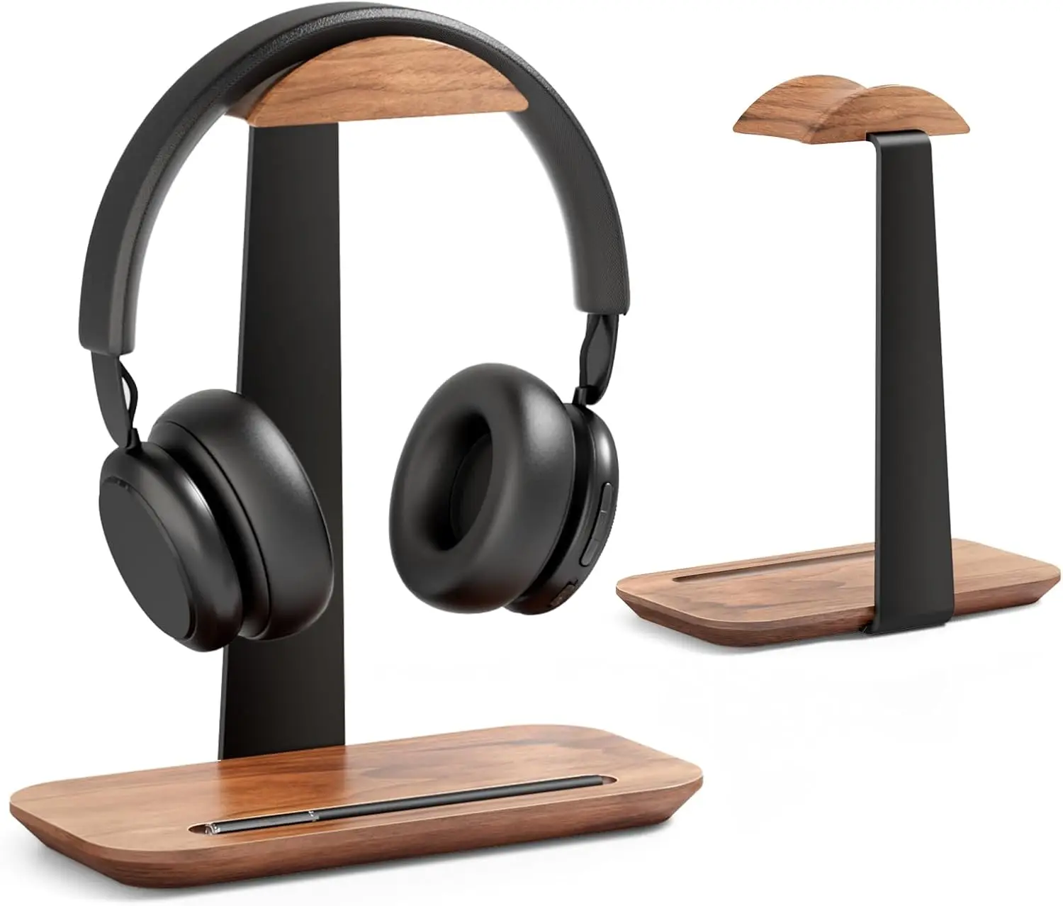 Headphone Stand, Wood Headset Stand for Desk, Universal Headphone Holder with Storage Base for Gaming, AirPod Max, Bose, Razer