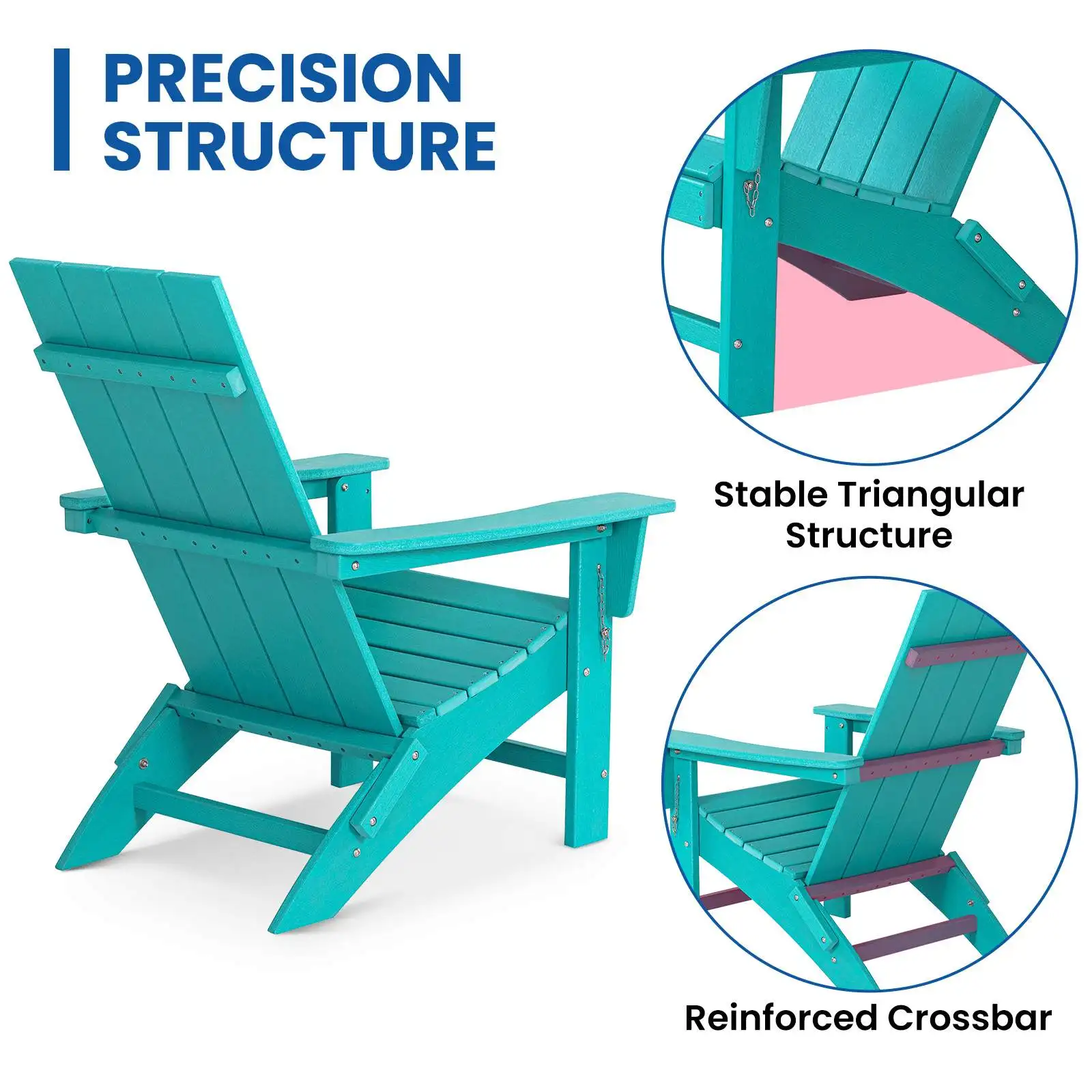 Dobrável Adirondack cadeira de madeira com pés, resistente às intempéries, Fire Pit, Pátio cadeiras Set, ao ar livre