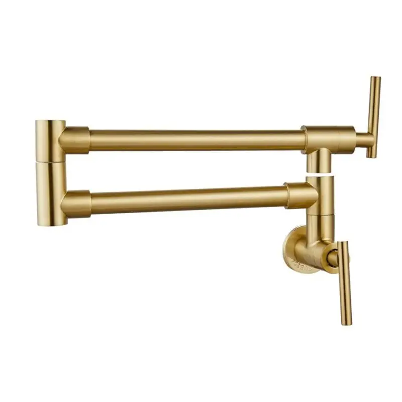 

Mar.For Kitchen, Sink, Stove, Bar Faucet Pots Filler- Wall Mount Double Joint Leak-Free Design Adjustable Swing Arms Gold