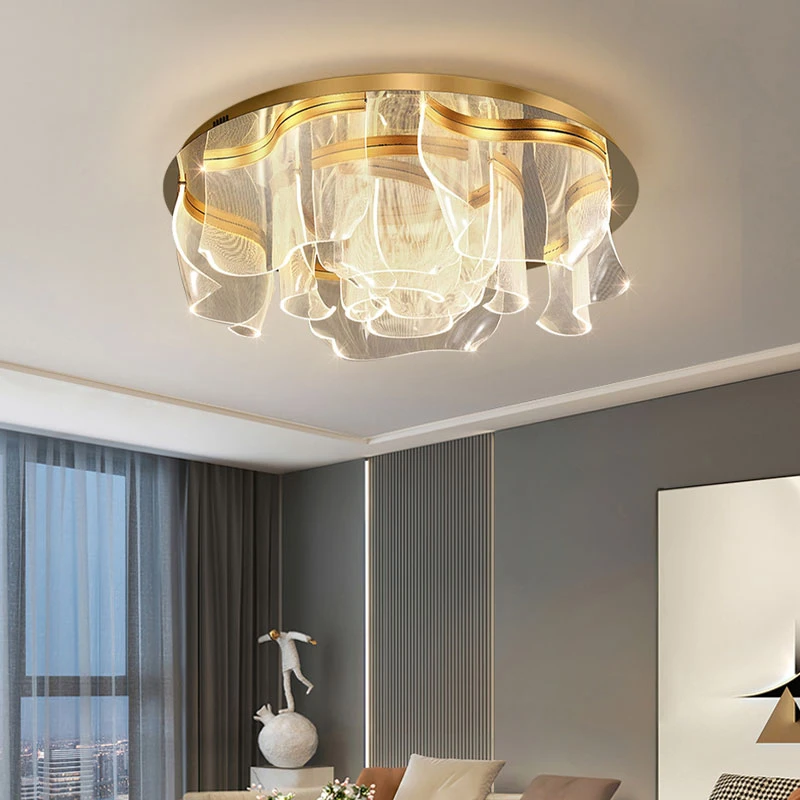 

Modern LED Chandelier Nordic Creative Simple Light Luxury Gold Acrylic Ceiling Lamp Suitable For Bedroom And Living Room Lamps