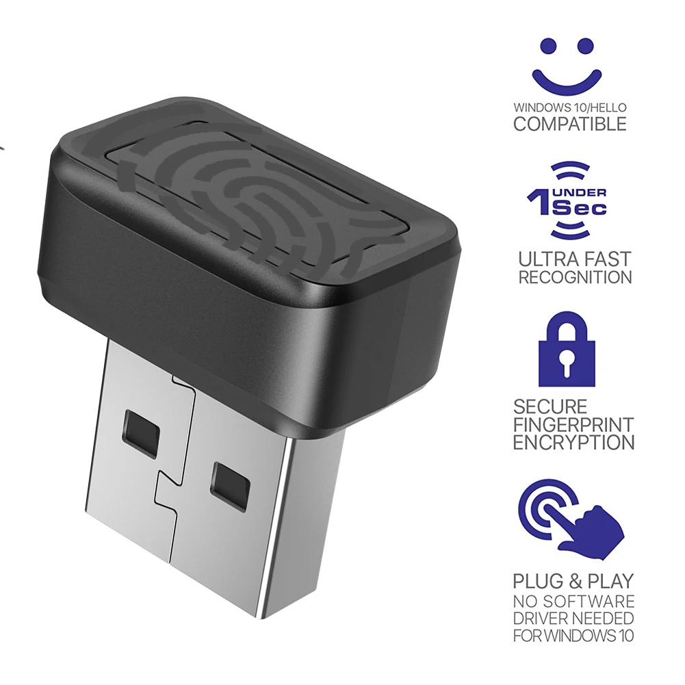 

USB Fingerprint Reader 360° Detection Mini Fingerprint Scanner Touch Speedy Matching Biometric Scanner Security Key for Password