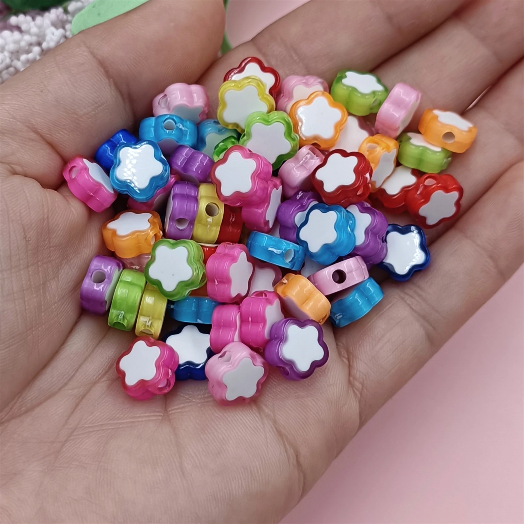 30 teile/los 10mm Blume Form Spacer Perlen Für Schmuck Machen DIY Handgemachte Acryl Perlen Schmuck Handwerk