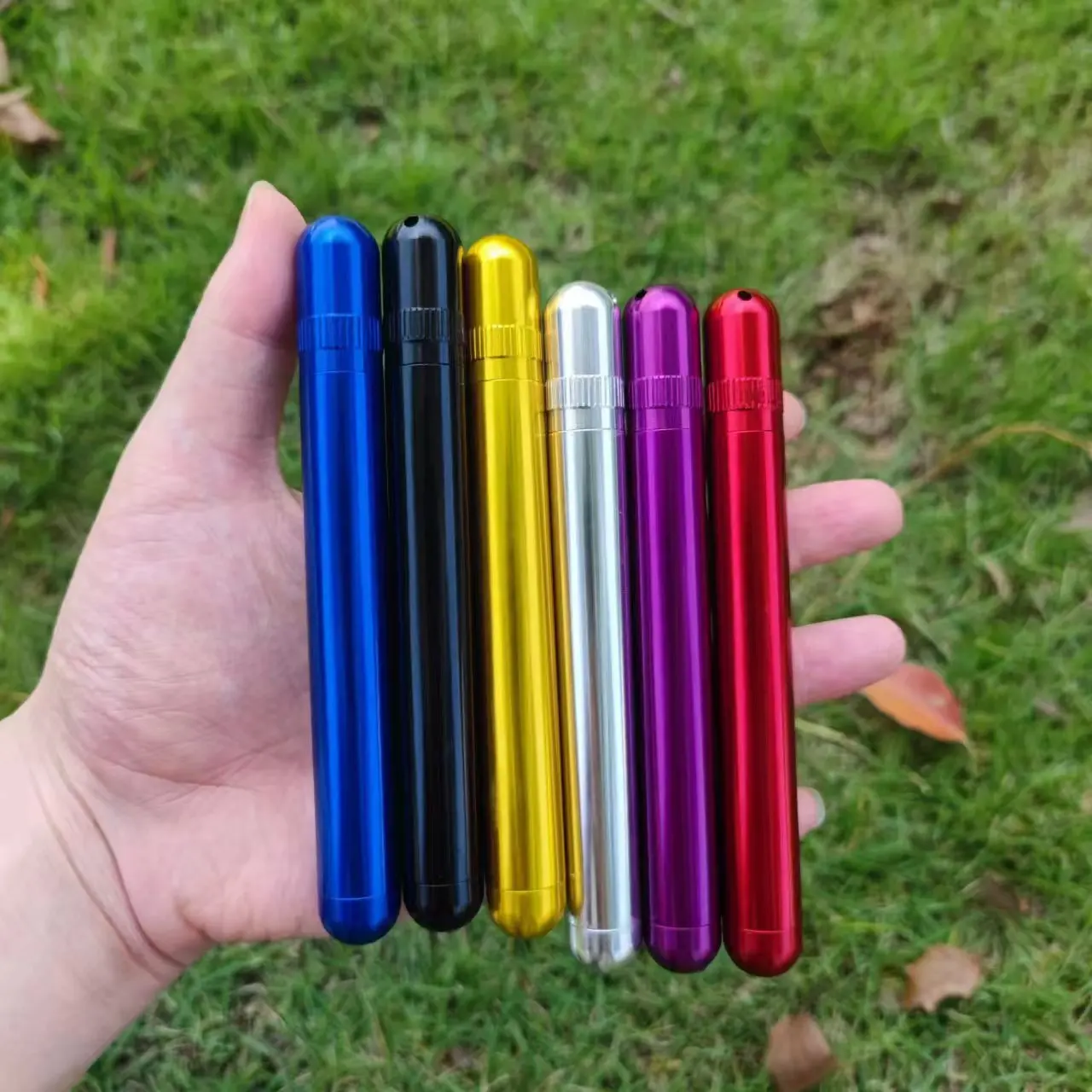 1pc Aluminum Cigar Airtight Container 13.7cm Travel Storage Cigarette Holder Smell Proof Waterproof Smoking Accessories