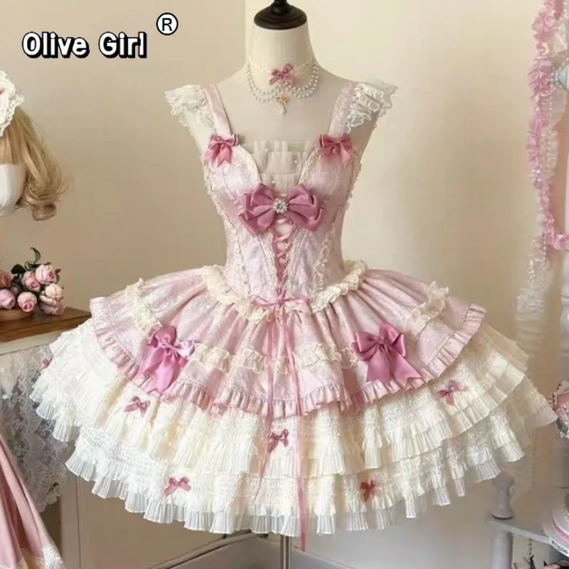 Olivegirl Princess Dress Sweet Lolita Ballet Cake Dresses Lolita Birthday Party Cosplay Costume for Women's Clothes