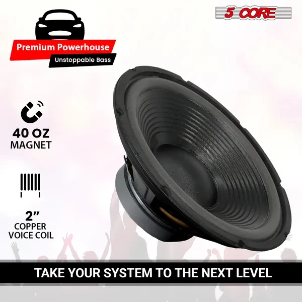 

12 Inch 5 Core 300W Car Subwoofer, 4 Ohm Deep Bass Loudspeaker Audio Component for Car Audio Replacement
