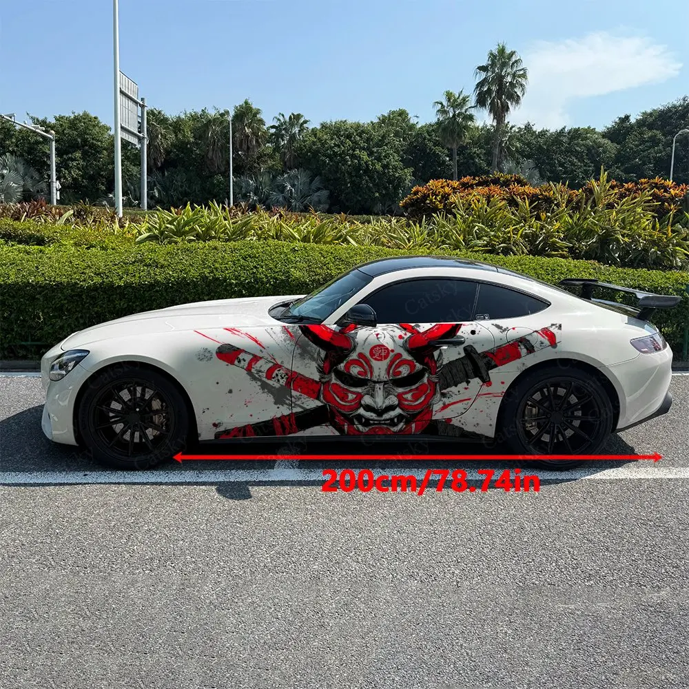2pcs Splatter Blood & Katana Car Side Wraps, Self-Adhesive PVC Waterproof & Scratch-Resistant Stickers, Car Accessory Gift