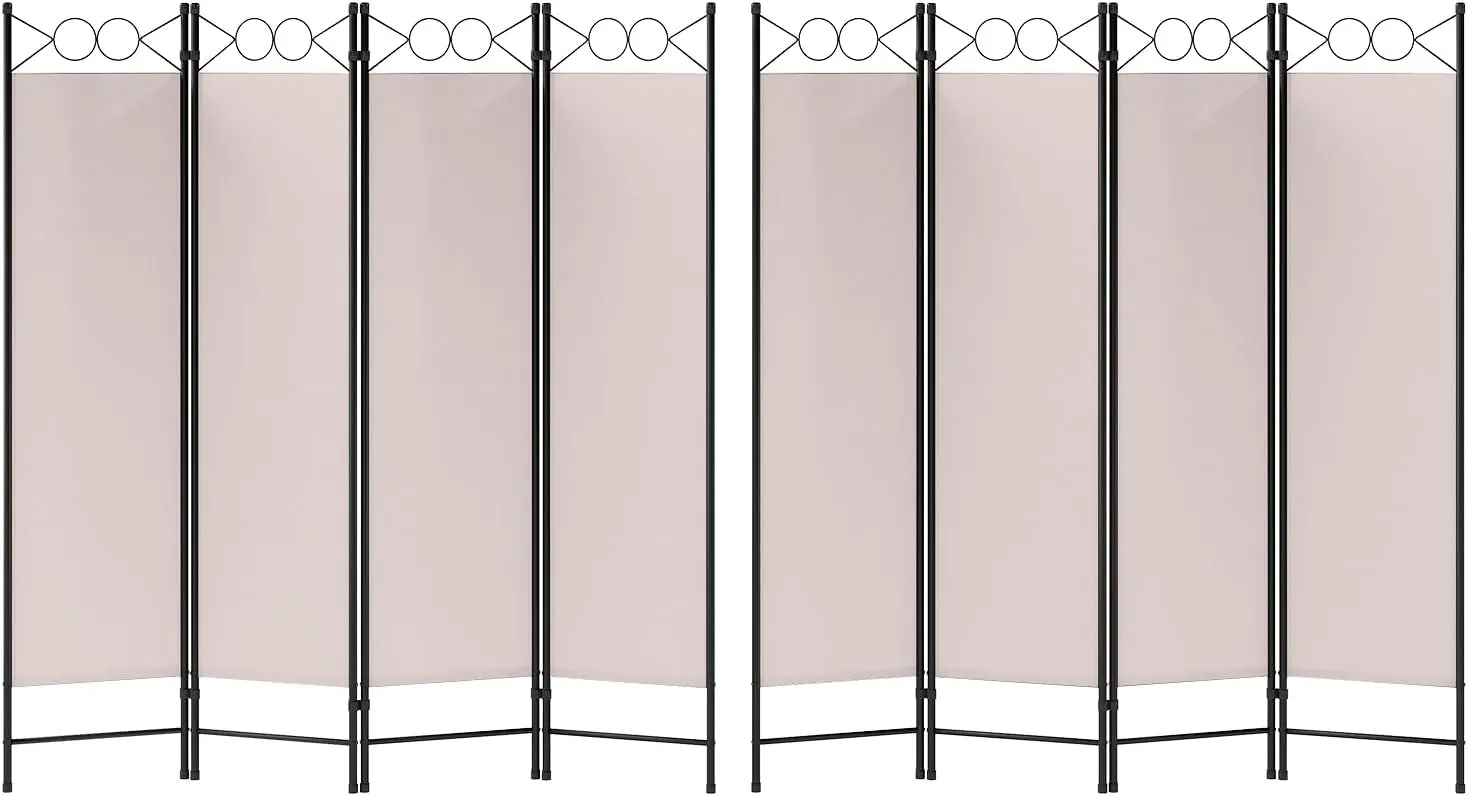 

Room Divider 6Ft Portable Steel Frame Screen Partition 4-Pannel Foldable Wall Divider Freestanding Privacy Screen with R