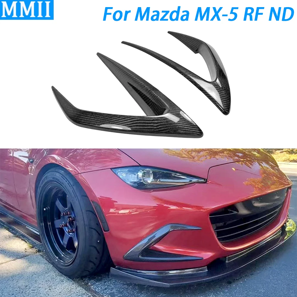 For Mazda MX-5 RF ND 2018-2024 Real Dry Carbon Fiber Front Bumper Fog Lamp Lip Splitter Cover Trim Car Retrofitting Accessories