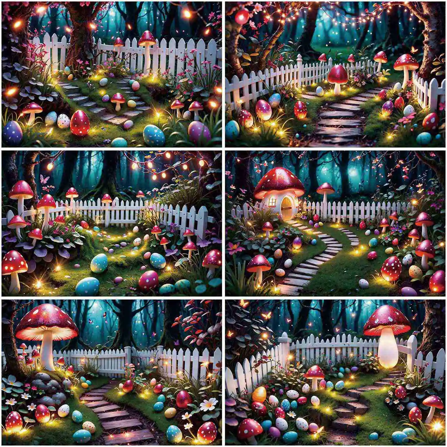 

MOON.QG Easter Fairy Forest Party Background For Photography Neon Light Bluey Garden Photo Backdrop Sign Studio Photocall Props