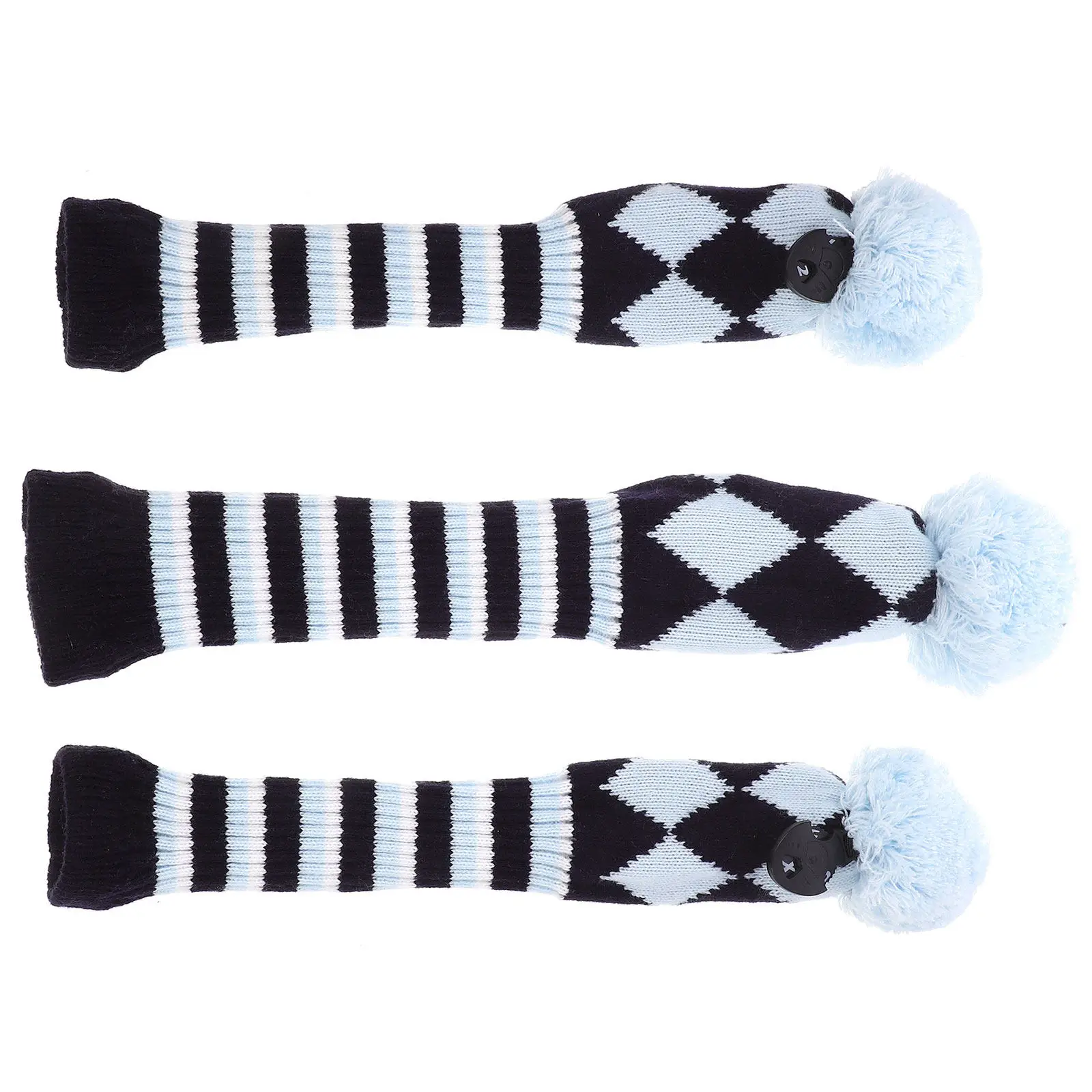 

3Pcs Wooden Driver Headcovers Golf Club Covers for Woods Hybrids Knitted Fabric Wear Resistant Easy on Off Shaft Protection