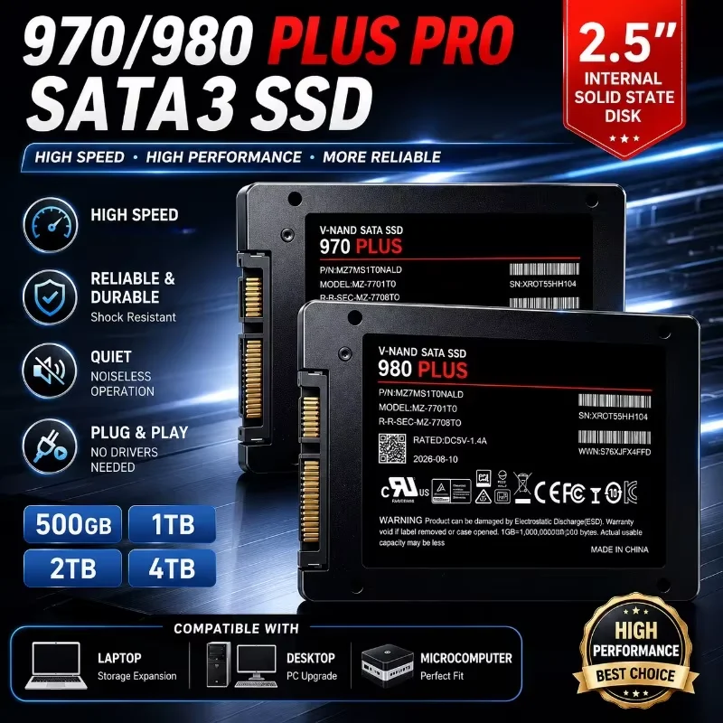 Solid State Disk 2.5 Inch SSD 500GB 1TB 2TB 4TB Internal HDD 970/980 PLUS  Hard Drive Sata3 For Laptop Microcomputer Desktop