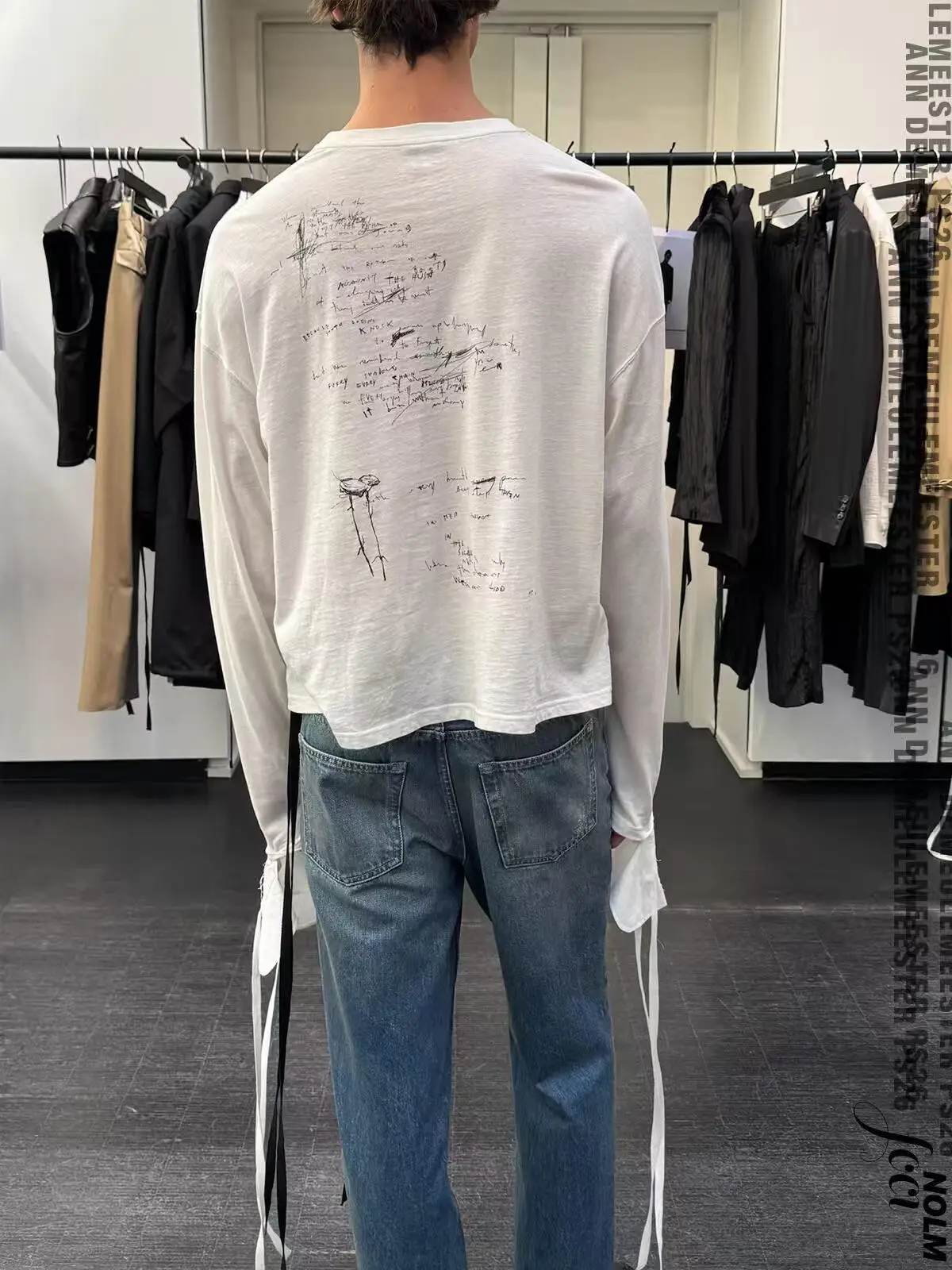 Ann 26SS Random Poetry Printed Ribbon Long Sleeve T-Shirt