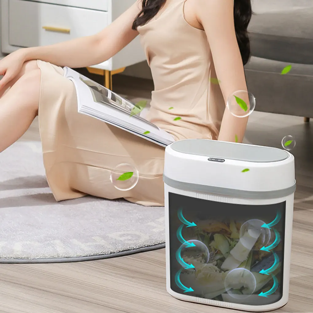 2024 New Smart Bathroom Trash Can Automatic Bagging Electronic Trash Can Touchless Narrow Smart Sensor Garbage Bin Smart Home