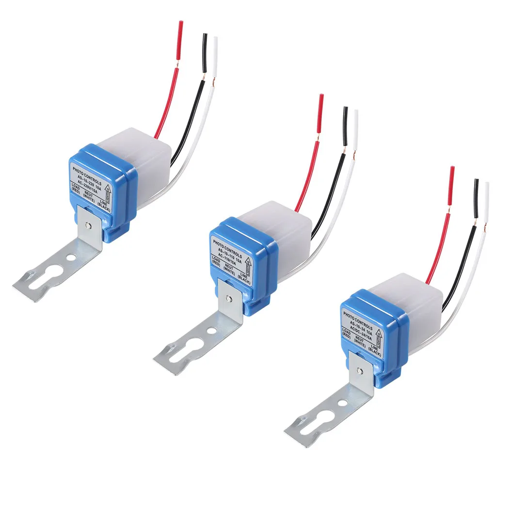 AC DC 24V/110V/220V 10A Sensor de interruptor de luz de fotocélula de encendido/apagado automático Sensor de fotocélula de atardecer a amanecer para accesorios de iluminación exteriores