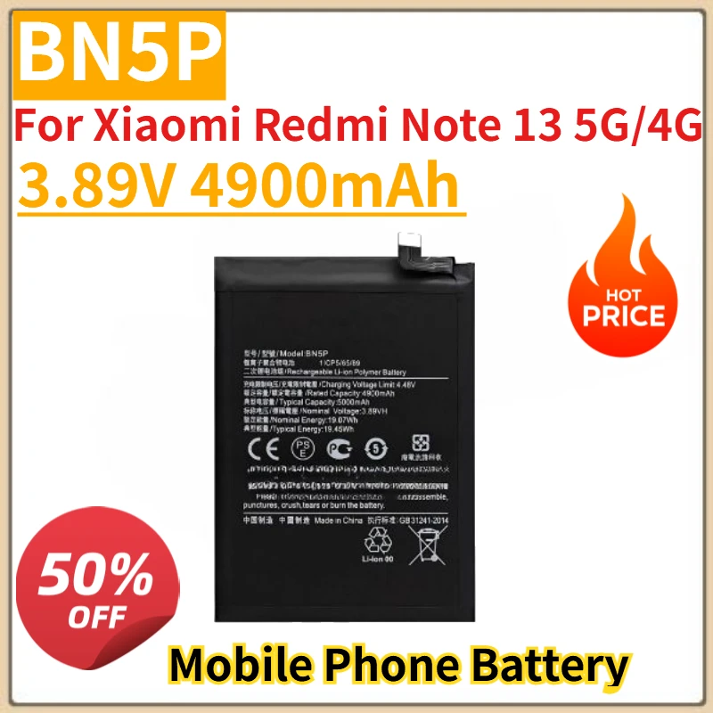 

Высококачественный новый аккумулятор мобильного телефона BN5P 3,89 В 4900 мАч для Xiaomi Redmi Note 13 5G/4G