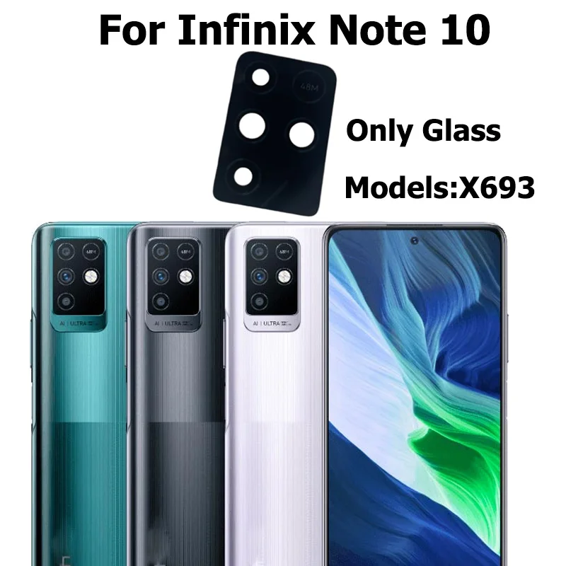 New For Infinix Note 10 Pro NFC Rear Back Camera Glass Lens Cover With Glue Sticker Adhesive Repair Parts