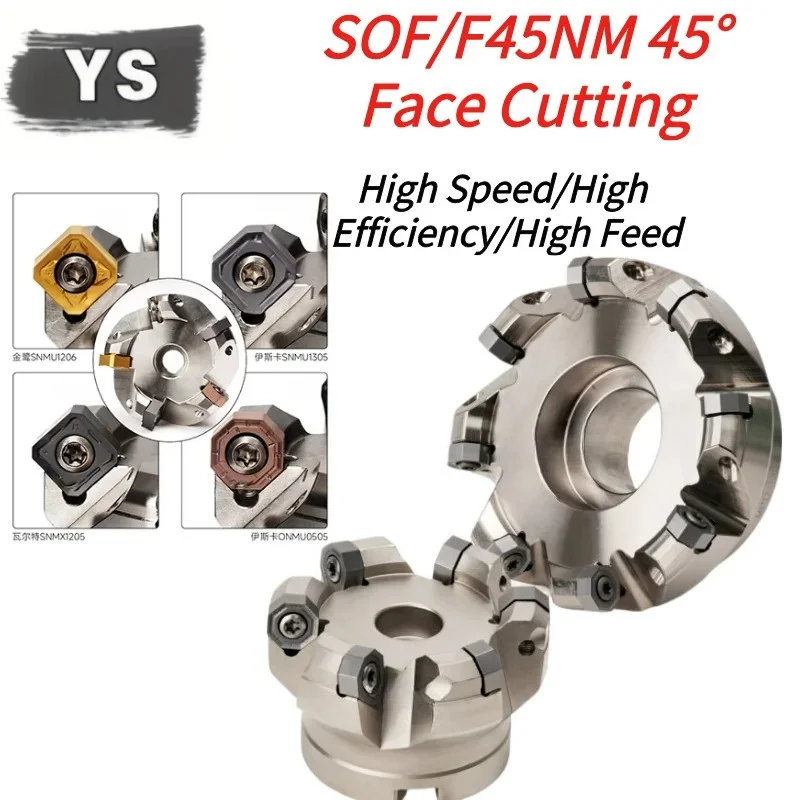SOF SOF45 45 Degrees Octagonal Double-sided Cutter Head Cutterhead ONMU ONMU0505 ONMU0806 Insert for FMB FMB22 FMB27 Tool Holder