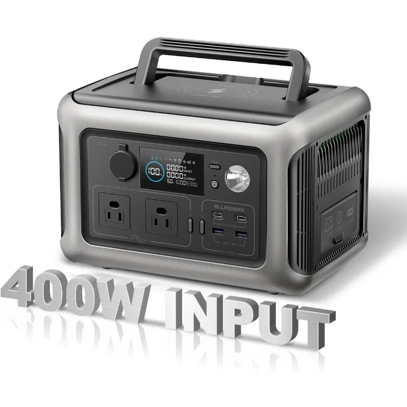 

Версия] Супер-тихая портативная электростанция ALLPOWERS R600, резервная батарея LiFePO4 емкостью 299 Втч, 600 Вт с функцией ИБП, 400 Вт