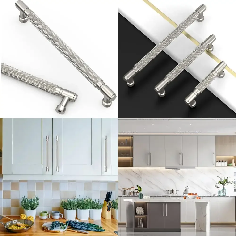 

7,5-дюймовые ручки для кухонного шкафа из матового атласного никеля, ручки с накаткой для современных шкафов, 10 шт.