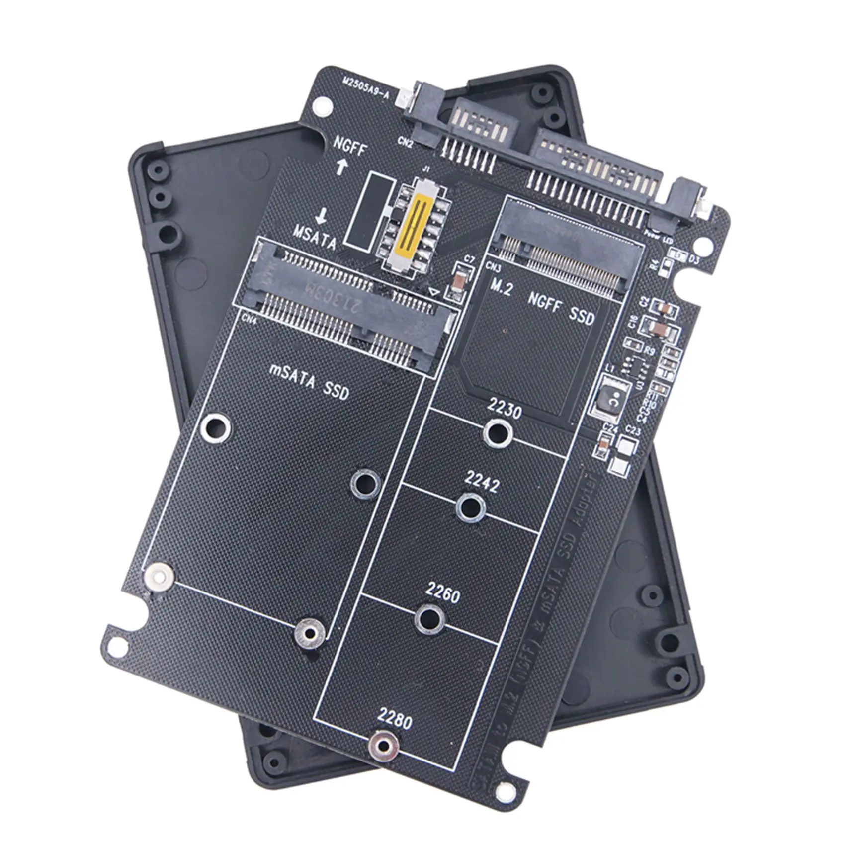 AB20-M.2 NGFF MSATA SSD a SATA 3.0 Scheda adattatore Scheda convertitore 2 in 1 Scheda adattatore SSD M.2 Custodia per disco rigido esterno