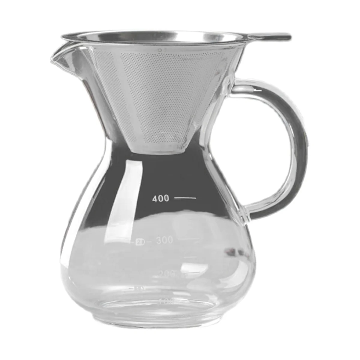 

Glass Coffee Pot with Filter High Temperature Espresso Pots Graduated Scale Coffee Server 400ml