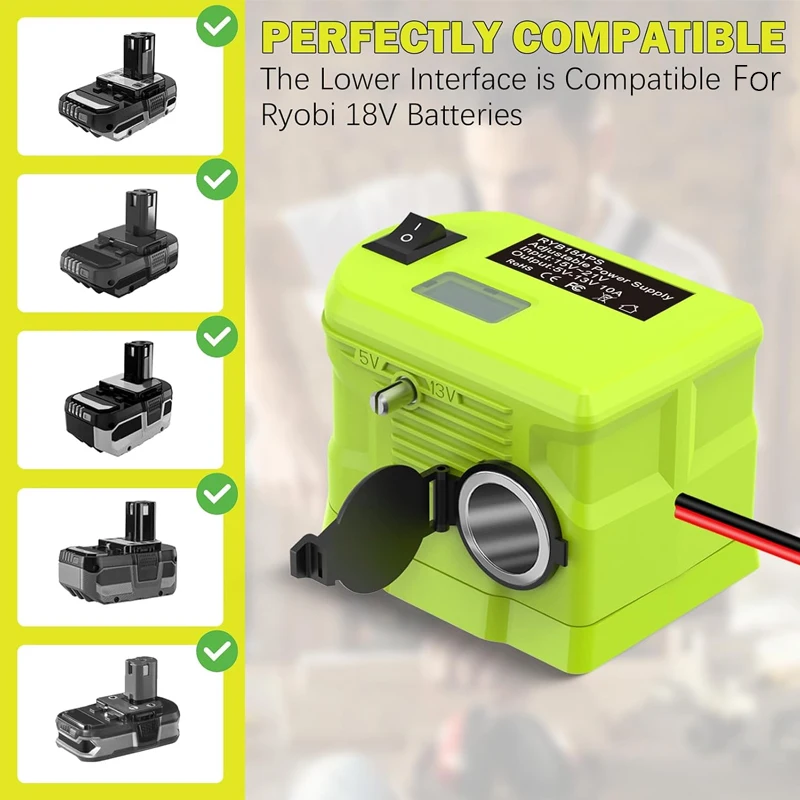 For Ryobi 18V Li-ion Battery 18V to12V Step Down Converter Power Wheel Adapter Voltage Reducer Transformer for Car Appliances