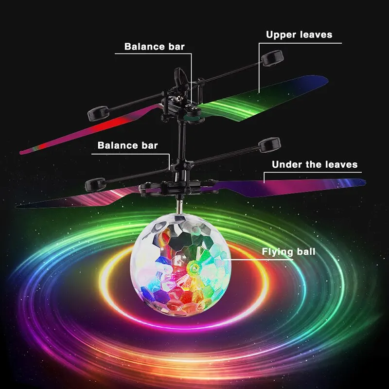 Led Light Suspension Crystal Ball induzione a infrarossi RC Gesture Control giocattoli luminosi colorati regalo unico per i bambini