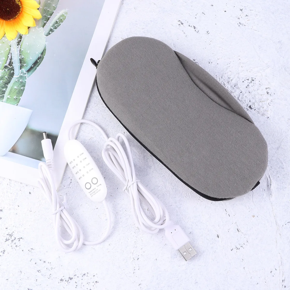 

USB-маска для глаз с горячим компрессом от бессонницы, усталости и покраснения глаз, серая, без ароматизаторов