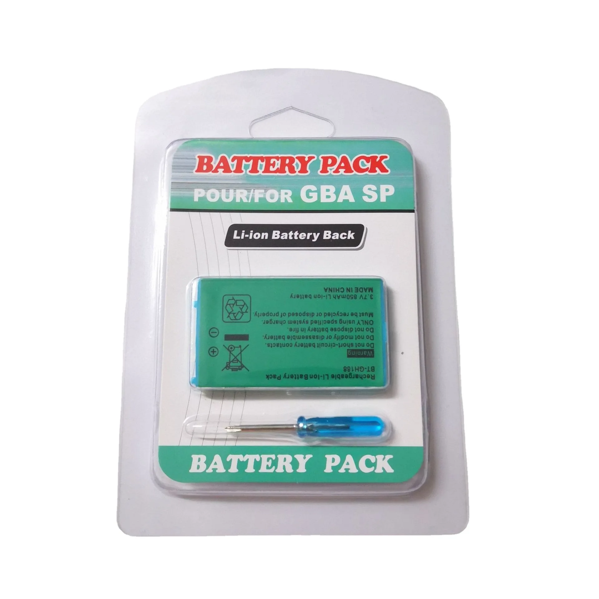 2025 New Rechargeable Lithium-ion Battery Pack Compatible with GBA SP, 3.7V, 850mAh, Comes with Screwdriver