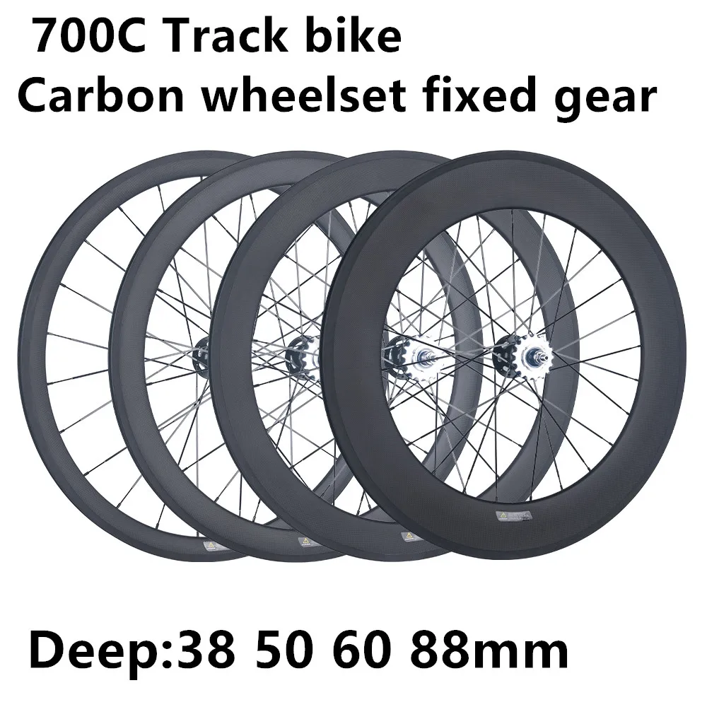 700C Track Bike Carbon Wheelset Fixed Gear Flip Flop NOVATEC HUB 38mm 50mm 60mm 88mm Deep 23mm Width Clincher Bicycle Wheelset